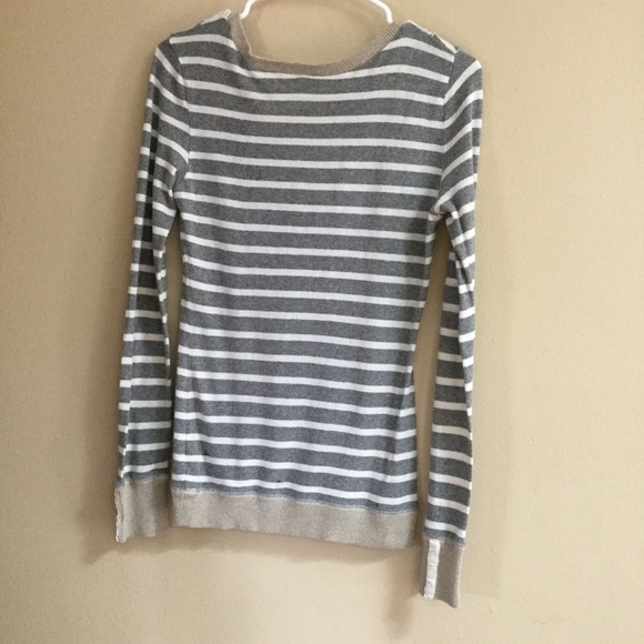 Free People Vintage 90s Striped Raffle  Round Neck Women’s Long Sleeve TOP Size - Picture 2 of 5